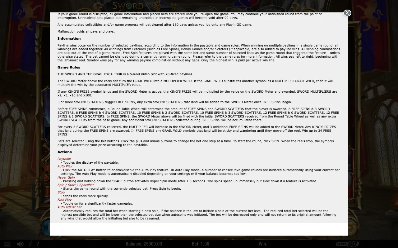 Game rules, page 2 — The Sword and the Grail Excalibur