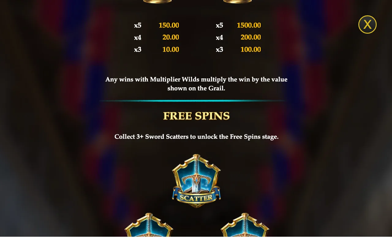Free spins — The Sword and the Grail Excalibur