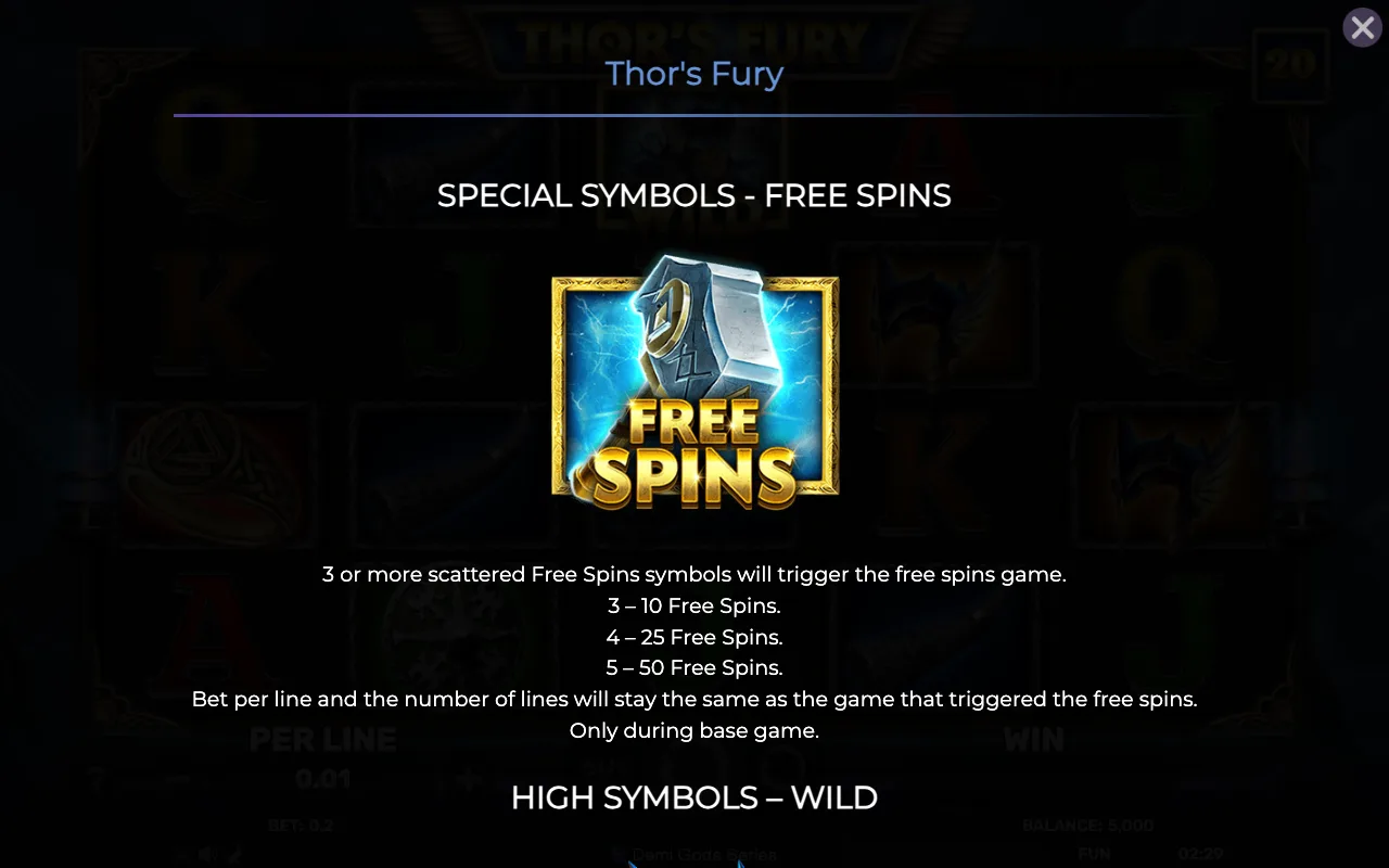 Special symbols - free spins — Thors Fury