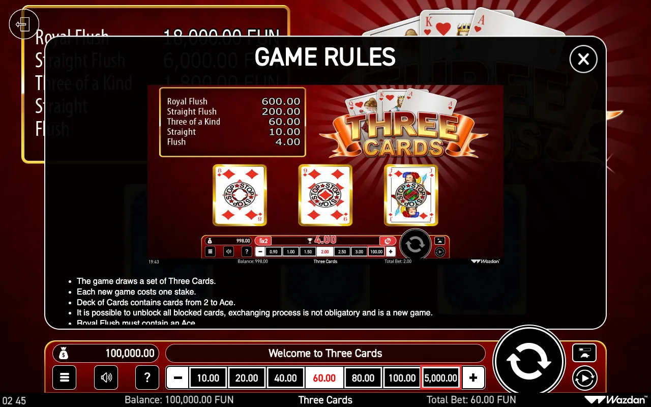 Game rules, page 1 — Three Cards