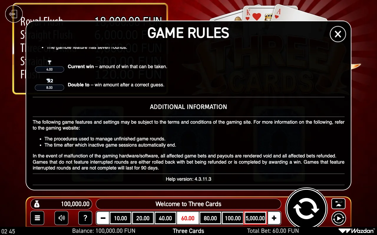 Game rules, page 5 — Three Cards