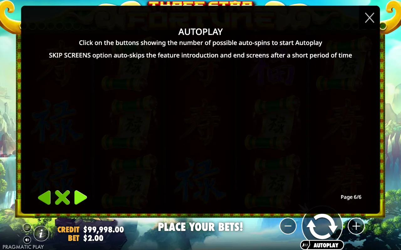 Autoplay — Three Star Fortune