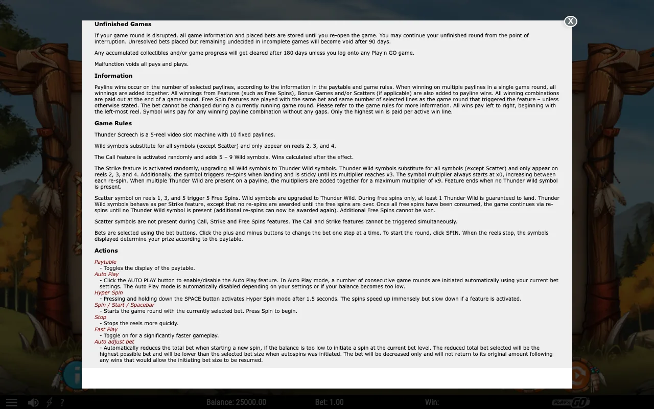 Game rules, page 2 — Thunder Screech