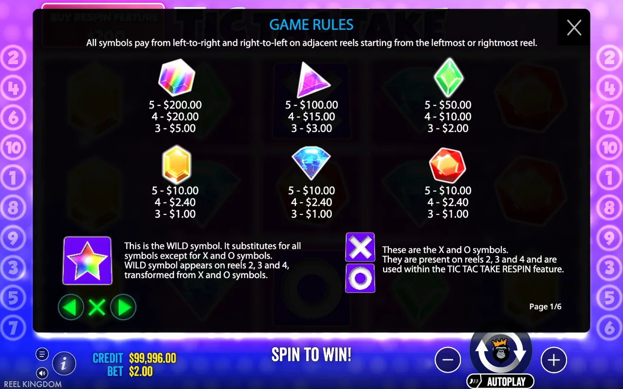 Game rules, page 1 — Tic Tac Take