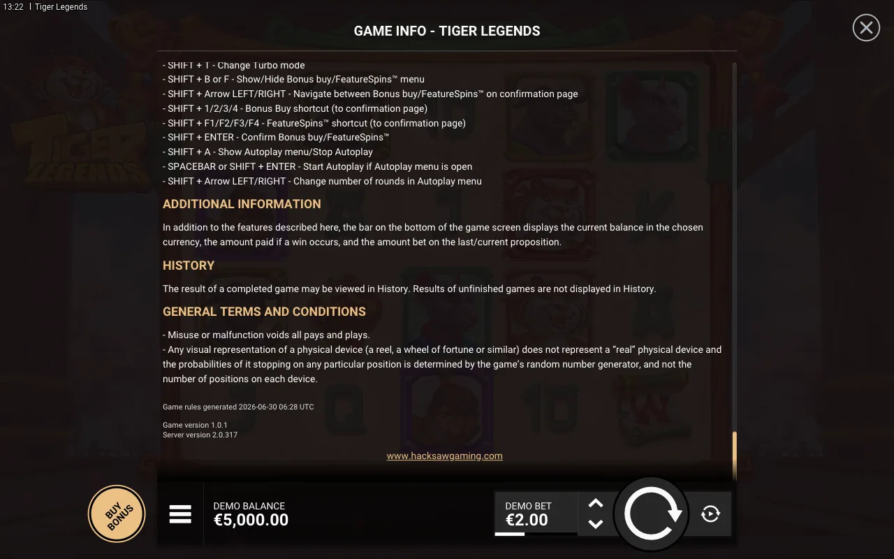 Game rules, page 9 — Tiger Legends