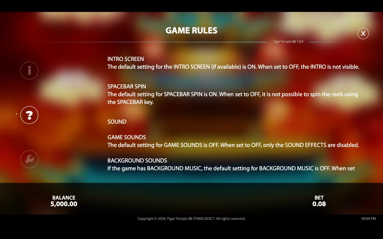 Game rules, page 5 — Tiger Temple 88