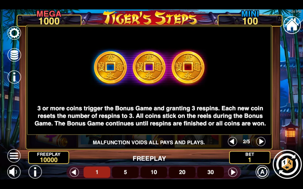 Game rules, page 2 — Tigers Steps Hold And Win