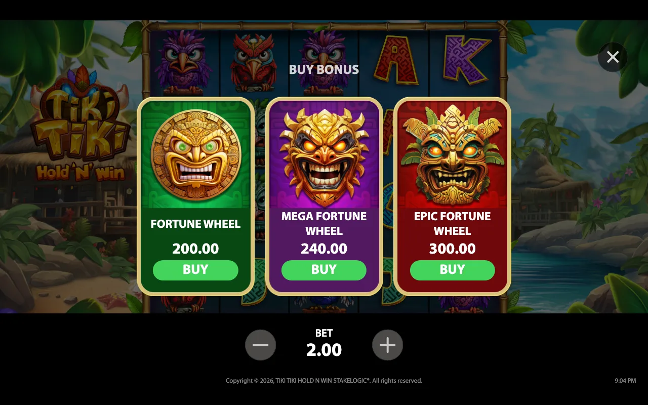 Buying the feature — Tiki Tiki Hold n Win