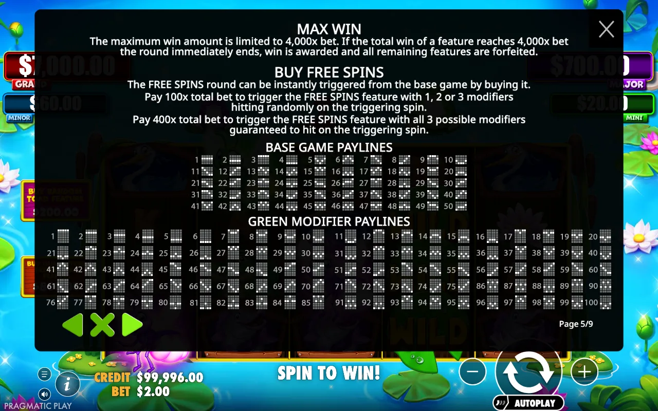 Buy free spins — Tiny Toads