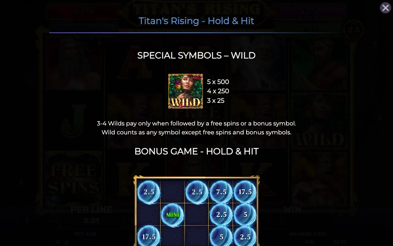 Special symbols - wild — Titans Rising Hold Hit