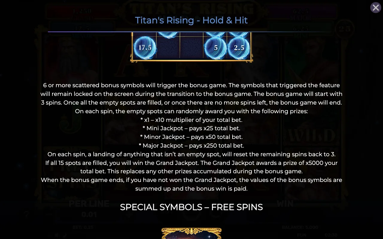 Game rules, page 2 — Titans Rising Hold Hit