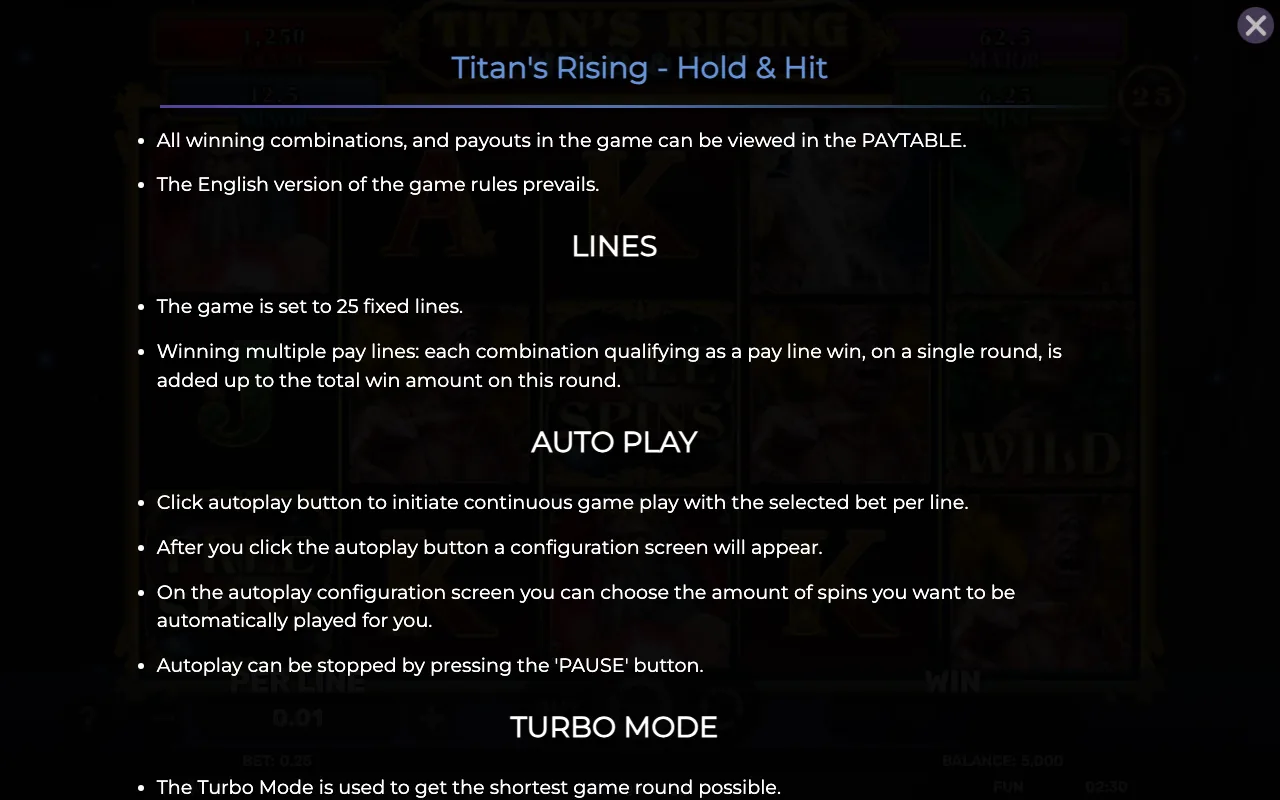 Lines — Titans Rising Hold Hit