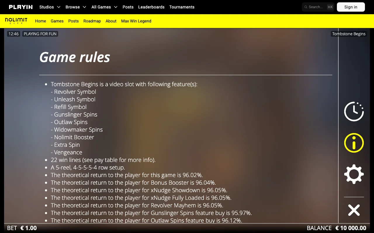 Game rules, page 1 — Tombstone: Begins