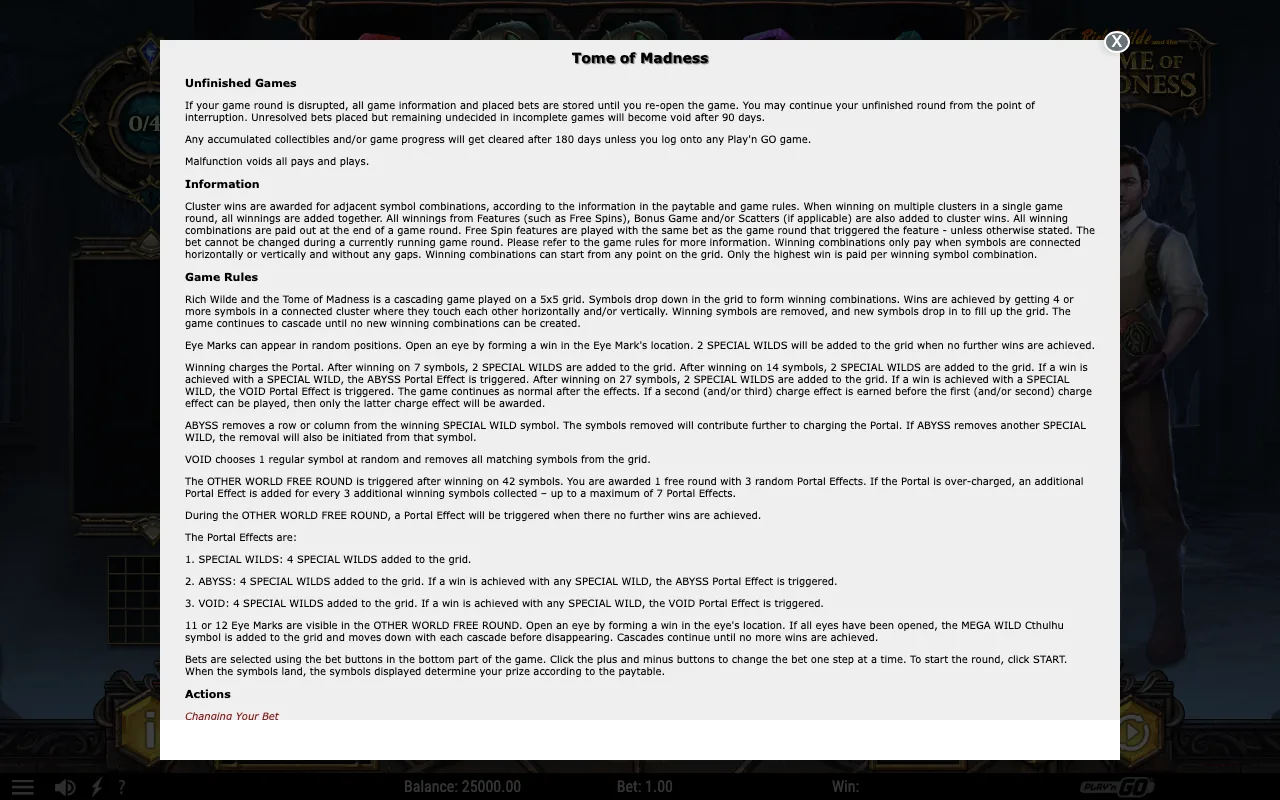 Game rules, page 1 — Tome of Madness