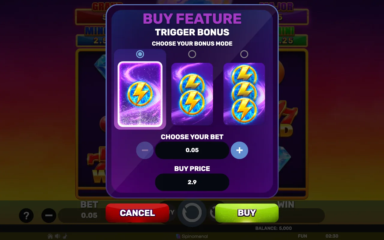 Buying the feature — Tornado Treasure Holdhit 3x3