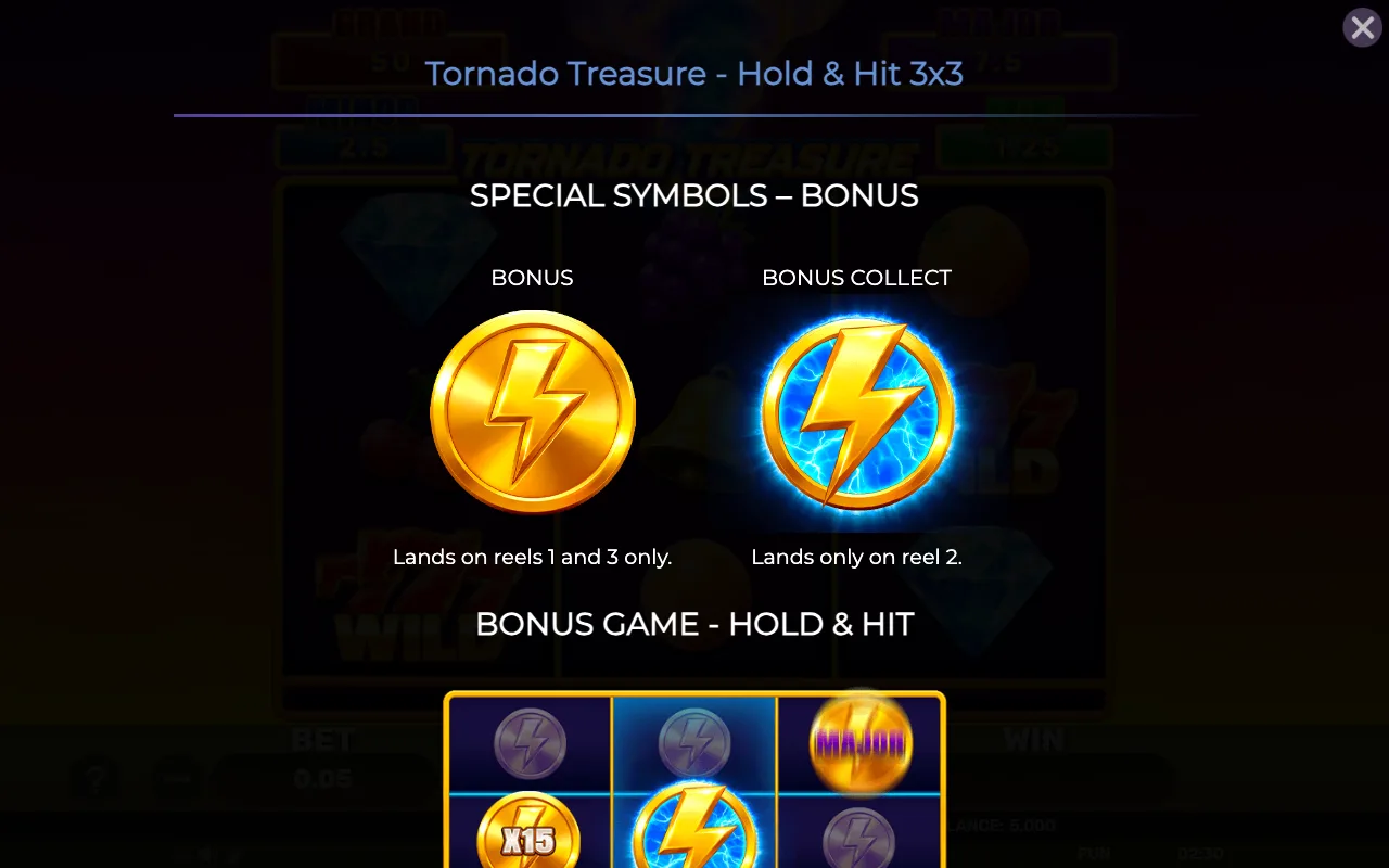 Special symbols - bonus — Tornado Treasure Holdhit 3x3
