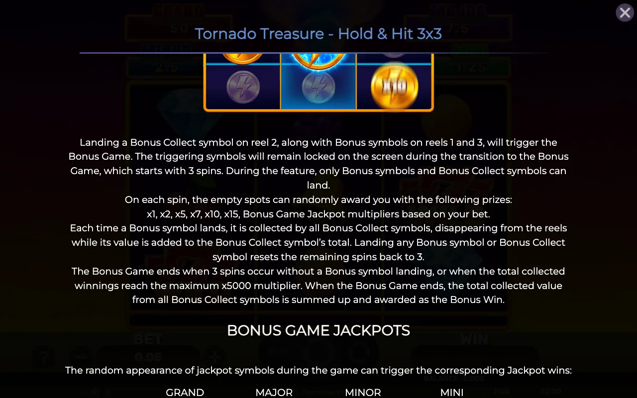 Game rules, page 2 — Tornado Treasure Holdhit 3x3