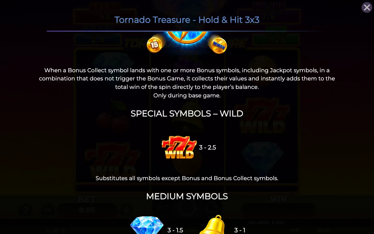 Special symbols - wild — Tornado Treasure Holdhit 3x3