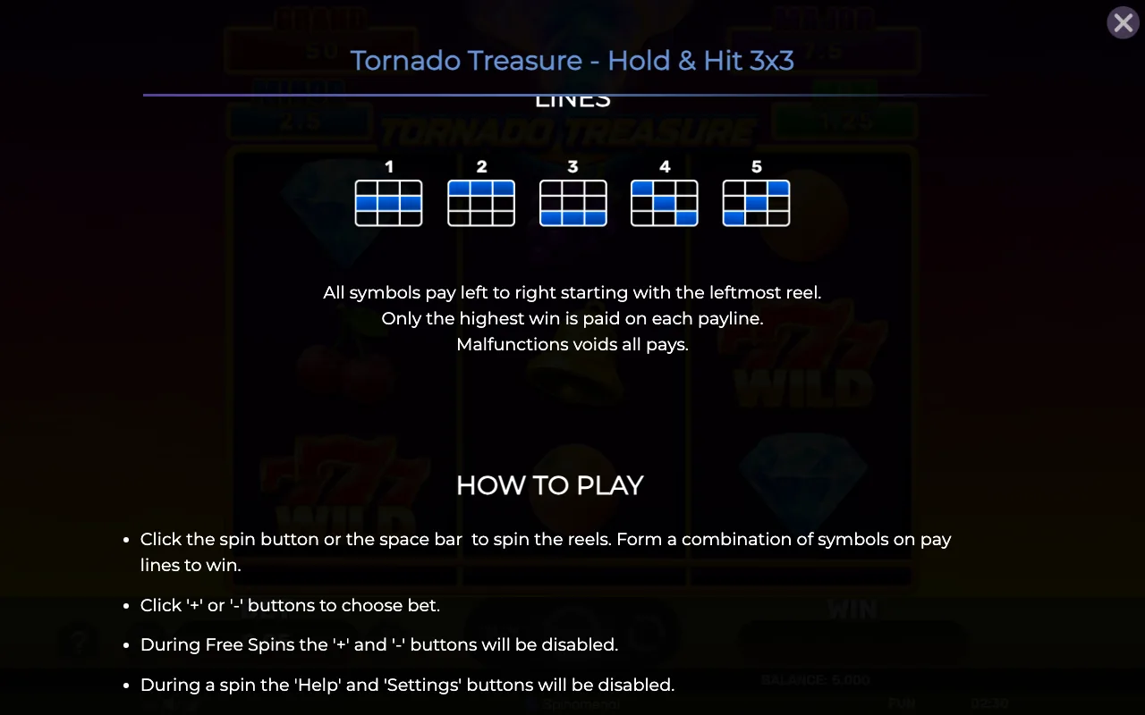 Game rules, page 6 — Tornado Treasure Holdhit 3x3
