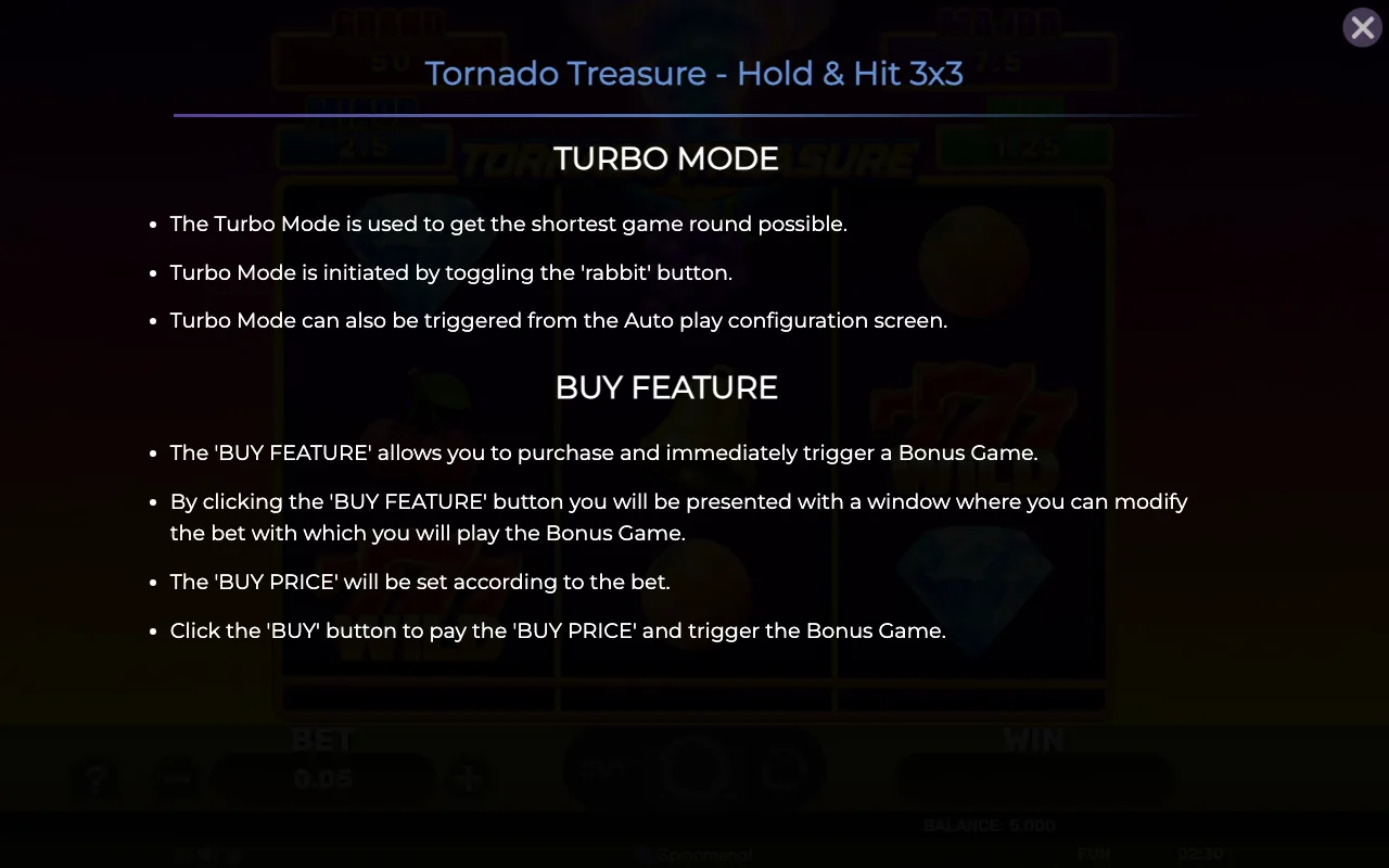 Buy feature — Tornado Treasure Holdhit 3x3