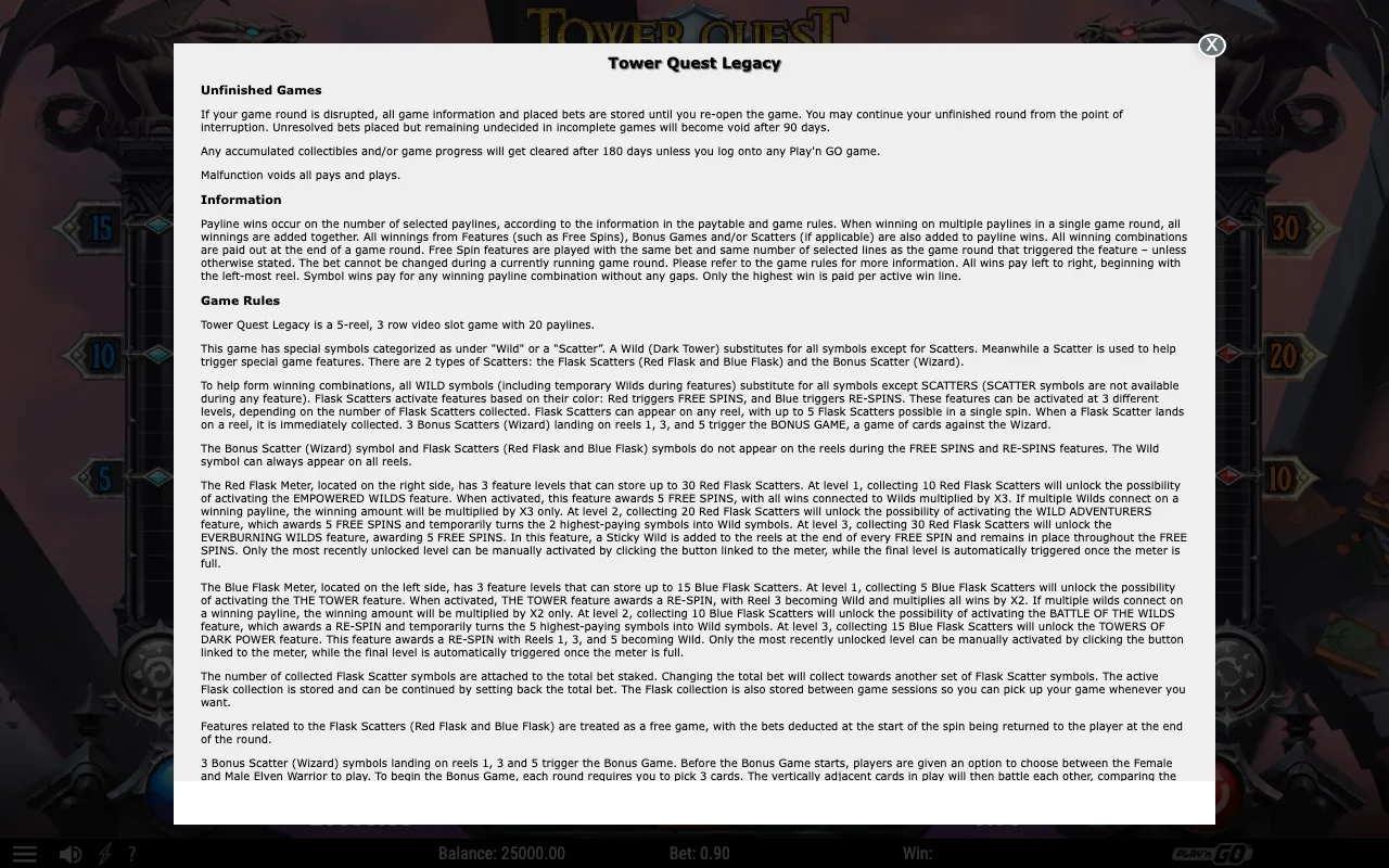 Game rules, page 1 — Tower Quest Legacy