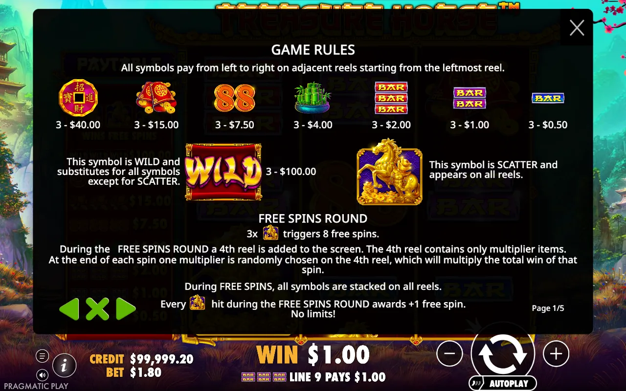 Game rules — Treasure Horse