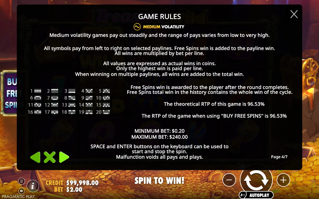 Game rules — Treasure Wild