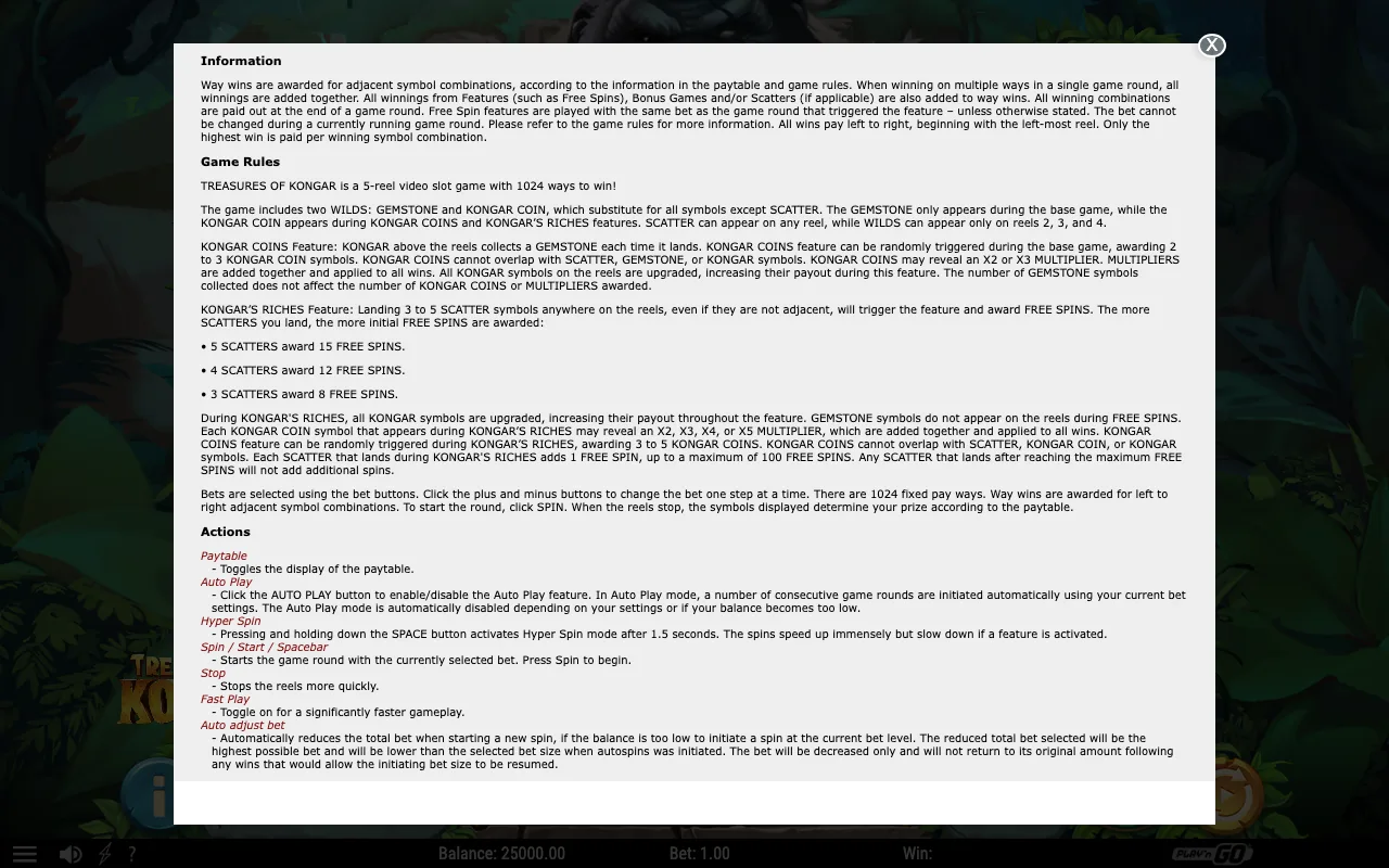 Game rules, page 2 — Treasures of Kongar