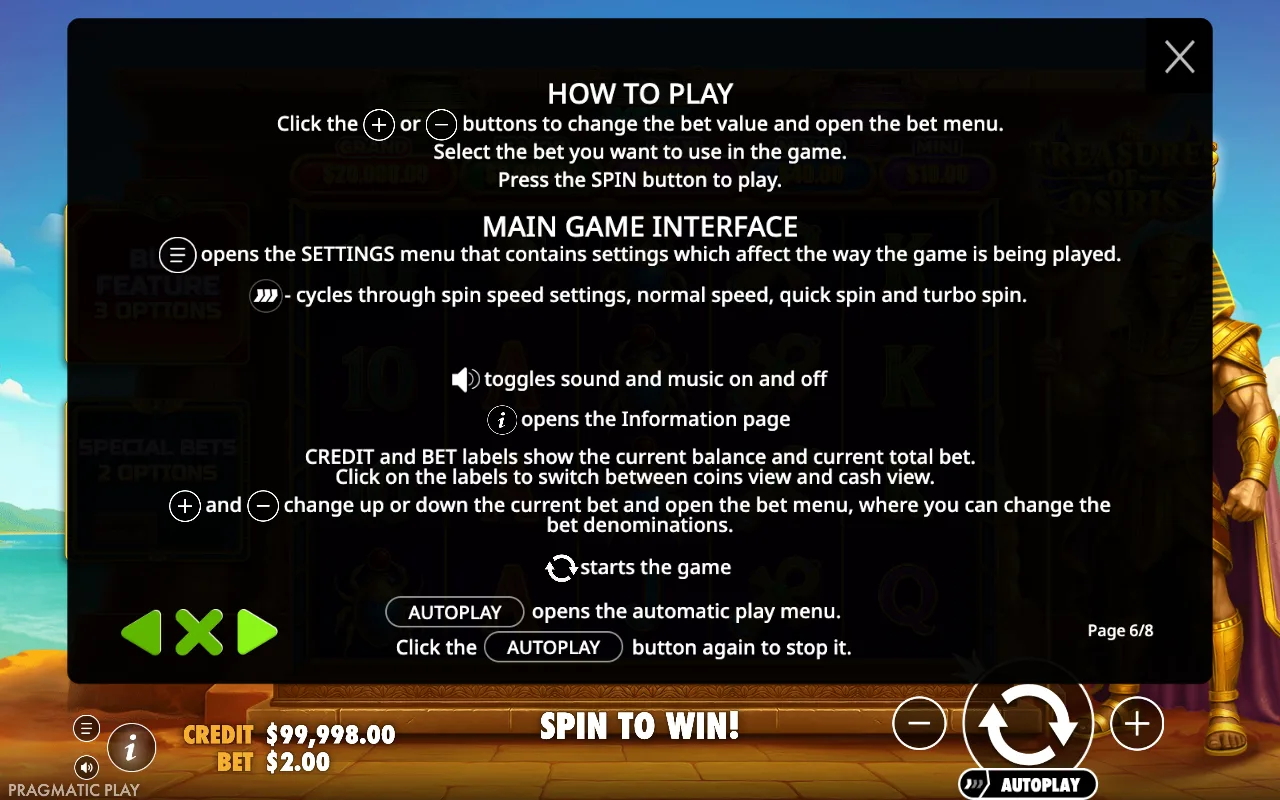 How to play — Treasures of Osiris