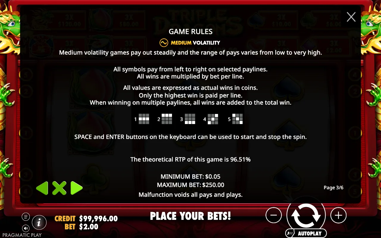 Game rules — Triple Dragons