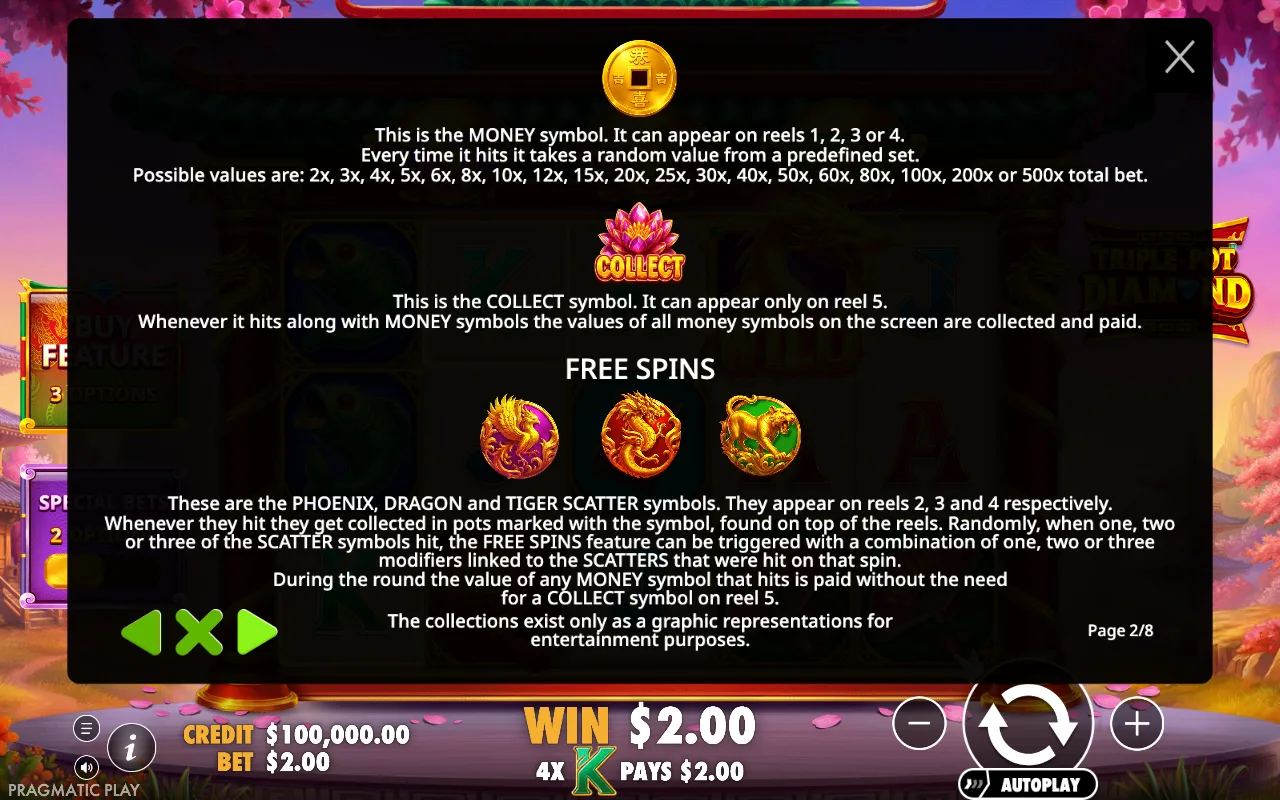 Game rules, page 2 — Triple Pot Diamond