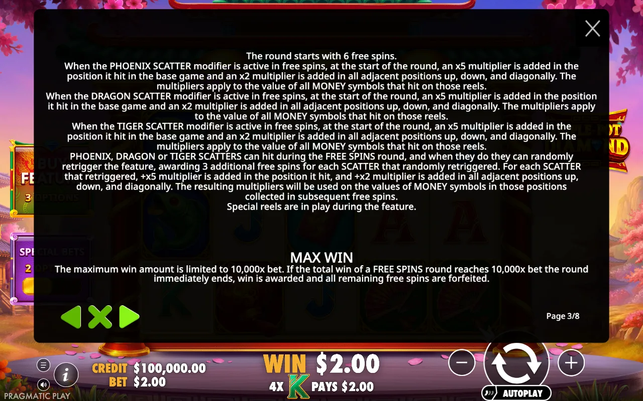 Game rules, page 3 — Triple Pot Diamond