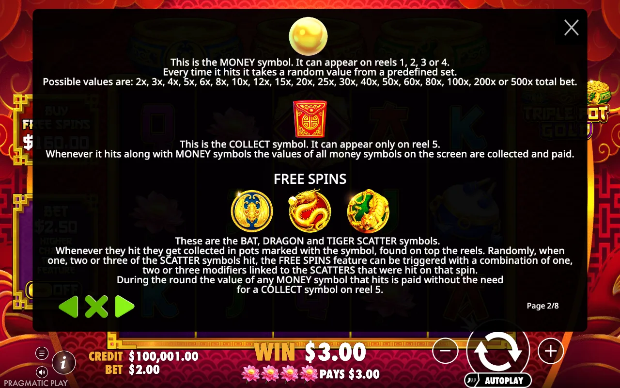 Game rules, page 2 — Triple Pot Gold