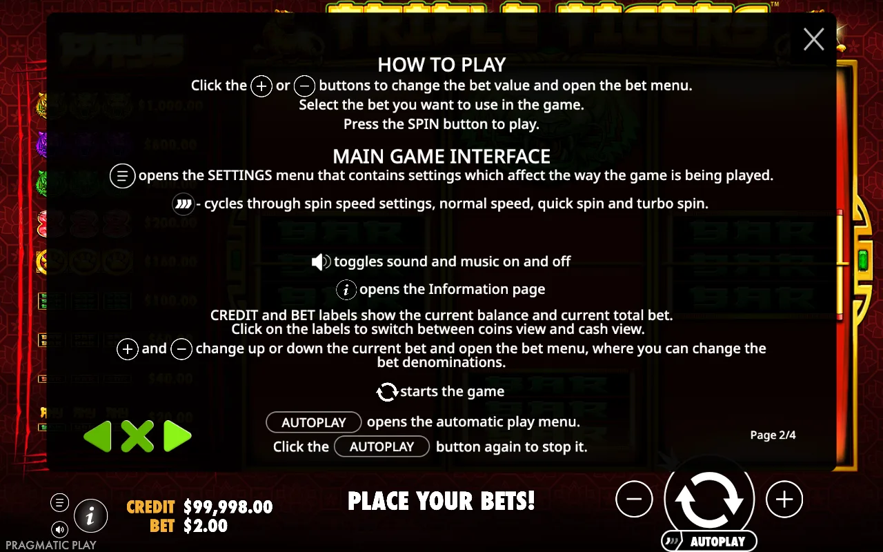 How to play — Triple Tigers