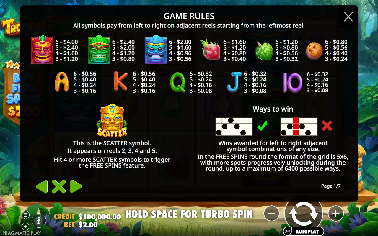 Game rules, page 1 — Tropical Tiki