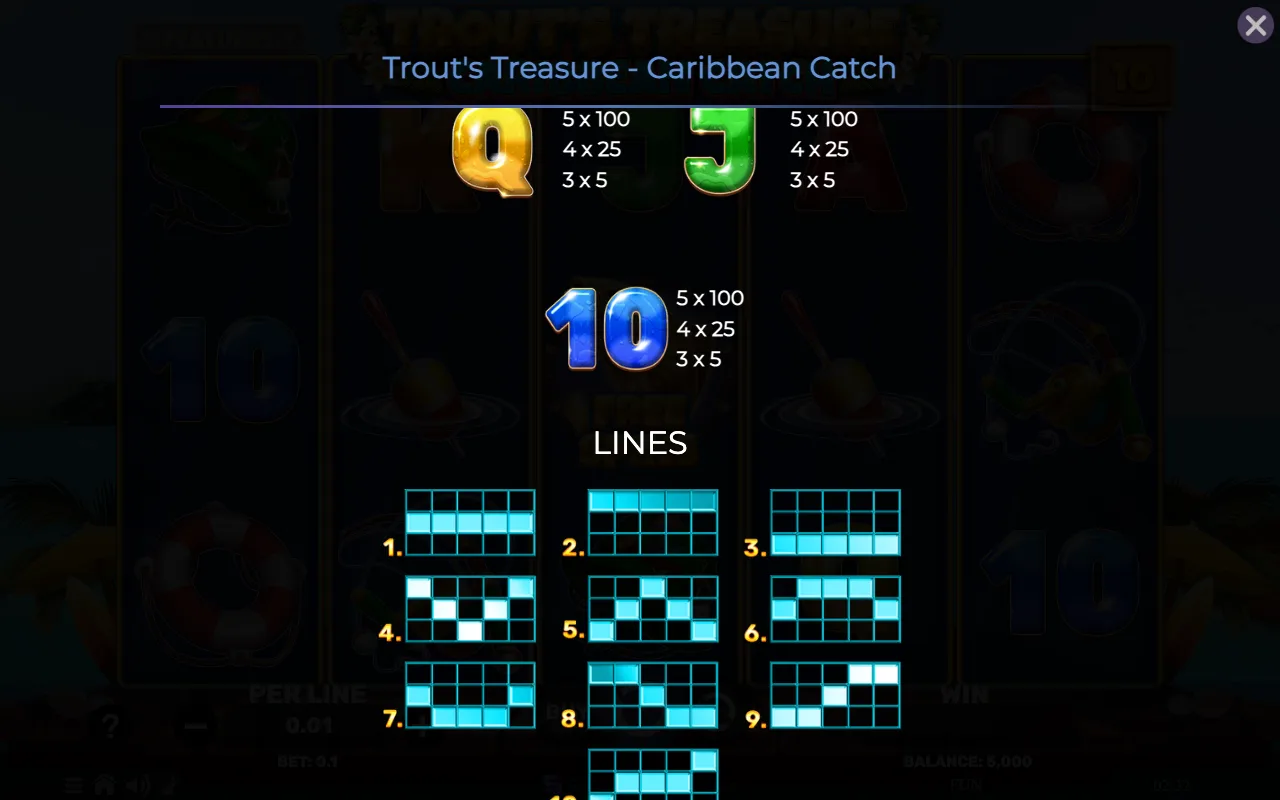 Game rules, page 5 — Trouts Treasure Caribbean Catch