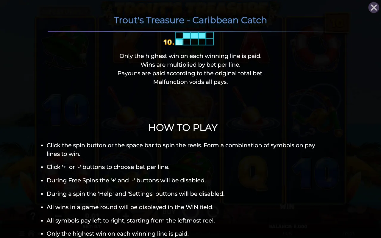Game rules, page 6 — Trouts Treasure Caribbean Catch