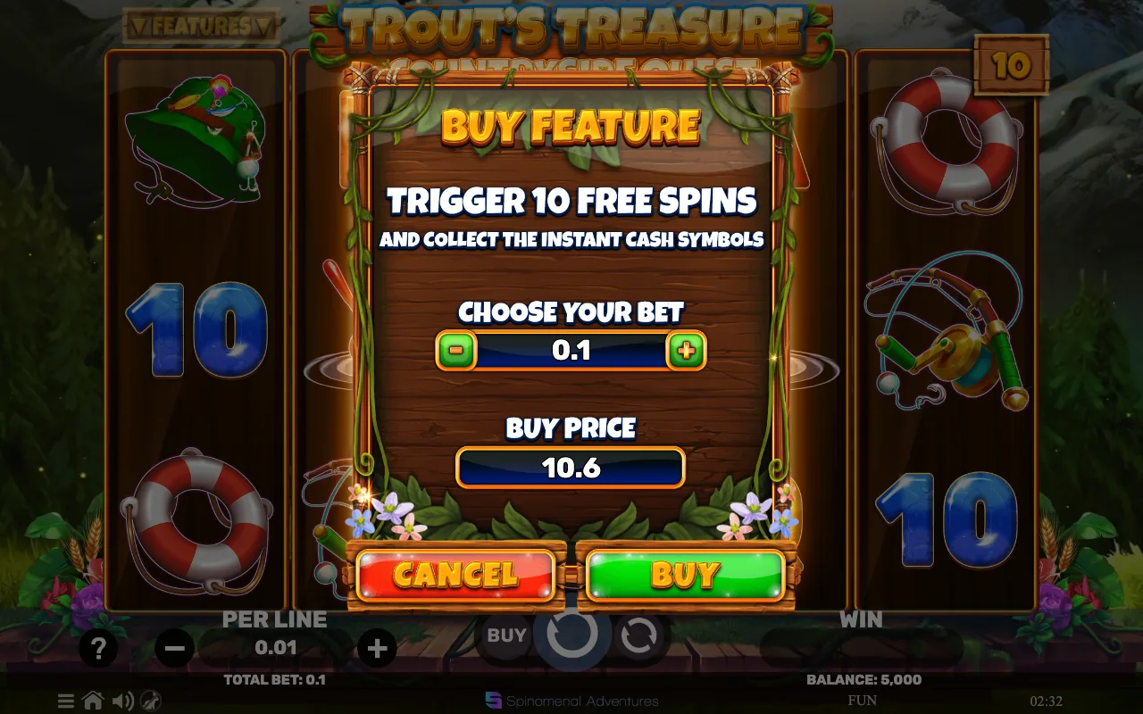 Buying the feature — Trouts Treasure Countryside Quest