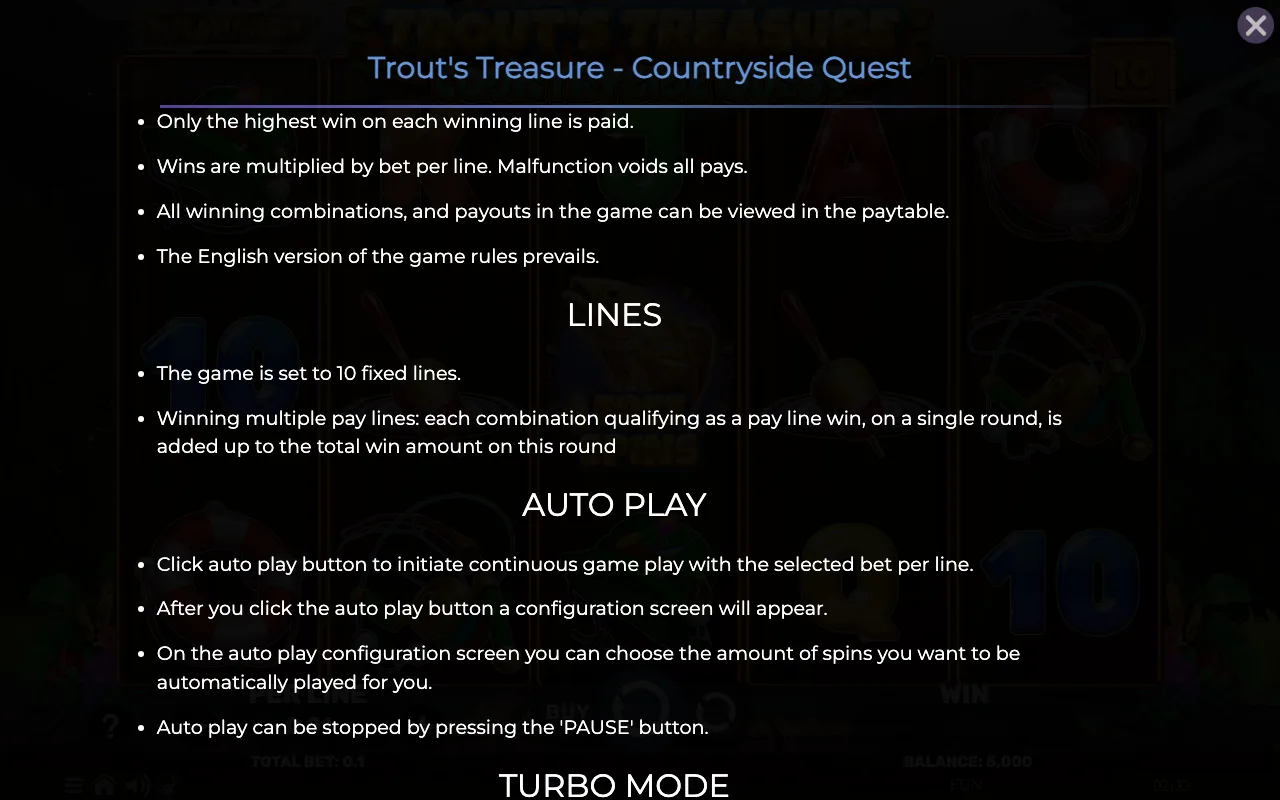 Lines — Trouts Treasure Countryside Quest