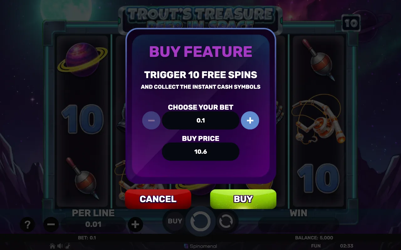 Buying the feature — Trouts Treasure Deep in Space