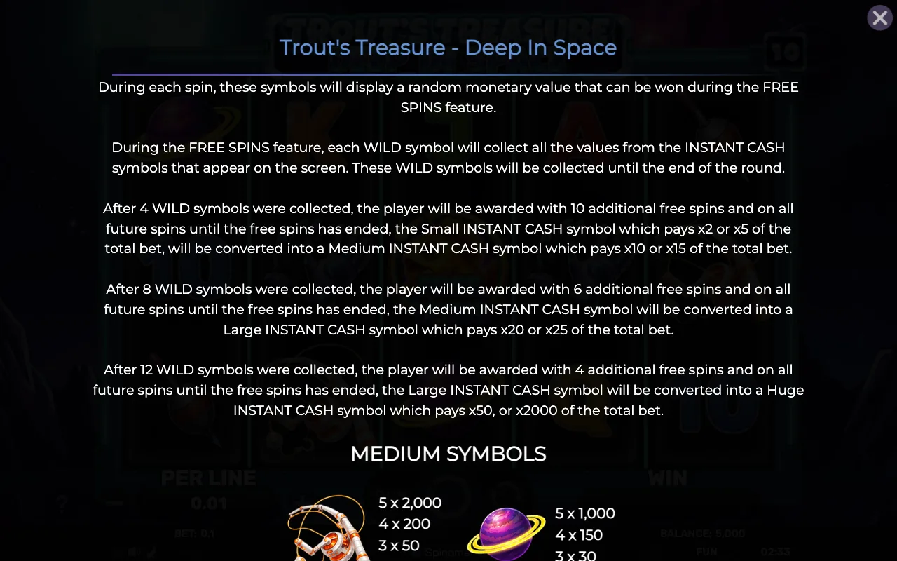 Game rules, page 3 — Trouts Treasure Deep in Space