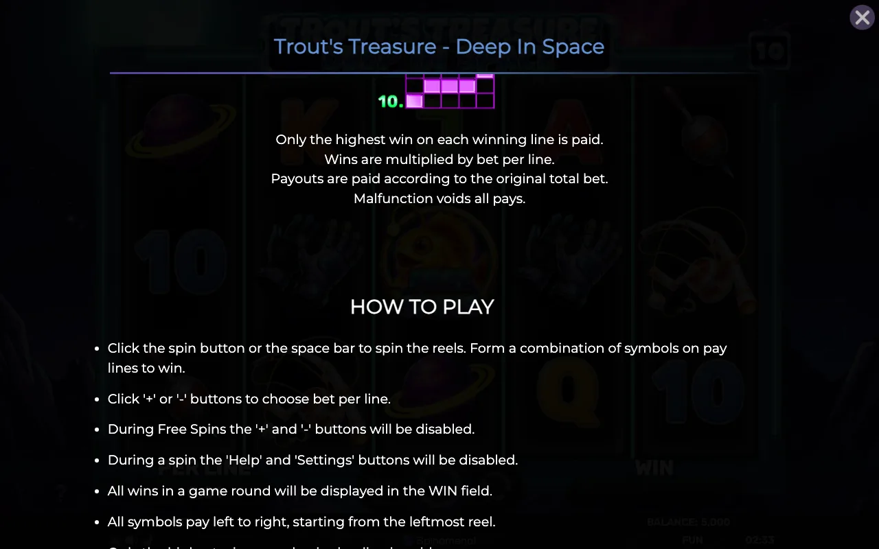 Game rules, page 6 — Trouts Treasure Deep in Space