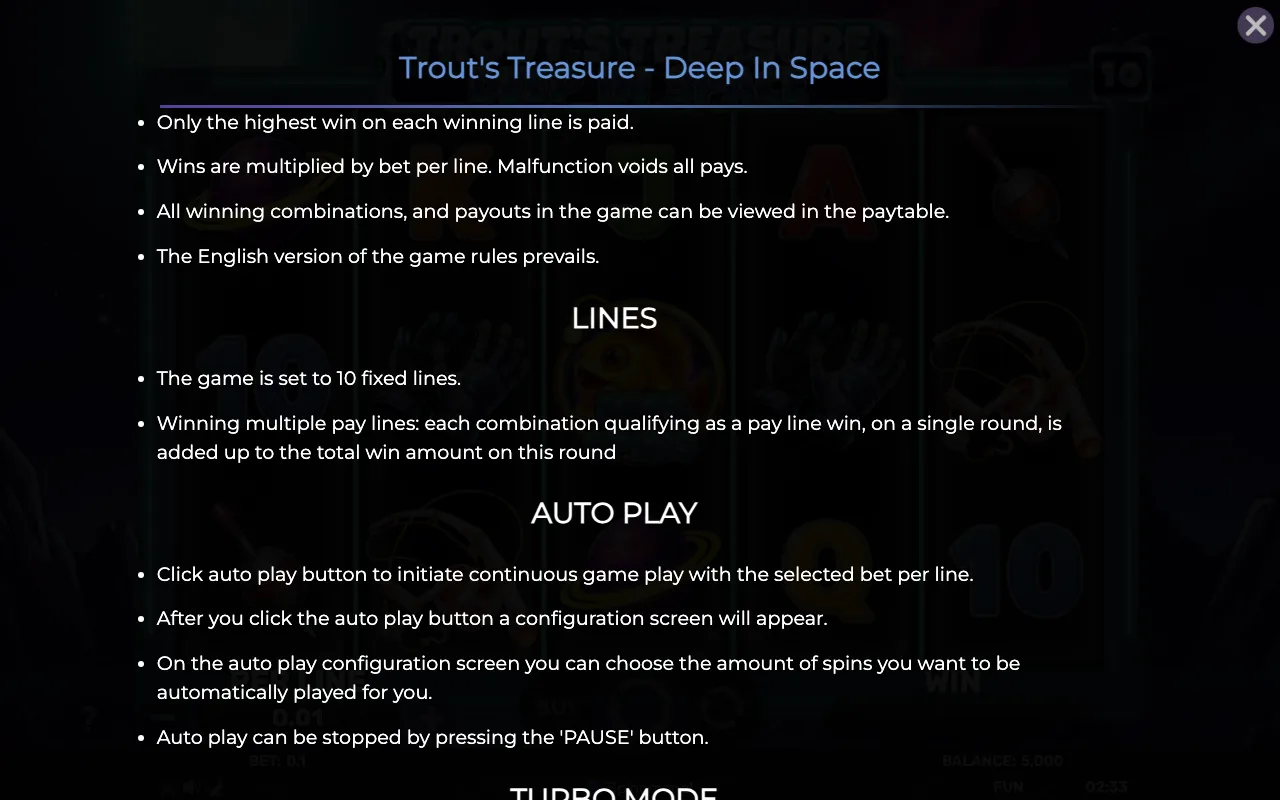 Lines — Trouts Treasure Deep in Space