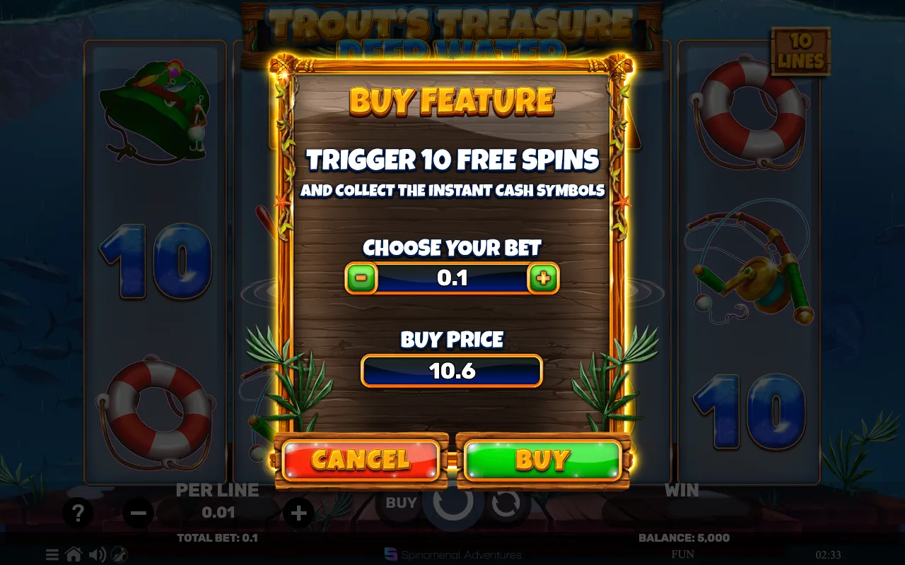 Buying the feature — Trouts Treasure Deep Water