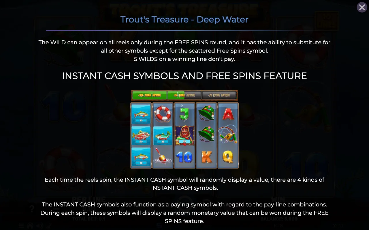 Game rules, page 2 — Trouts Treasure Deep Water