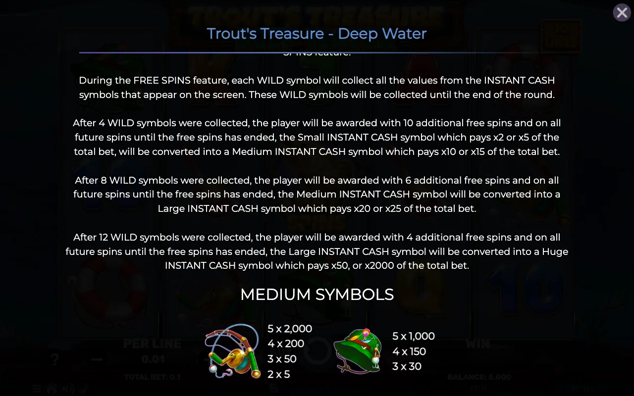 Game rules, page 3 — Trouts Treasure Deep Water