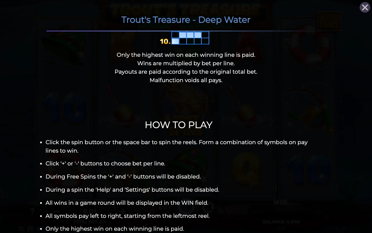 Game rules, page 6 — Trouts Treasure Deep Water