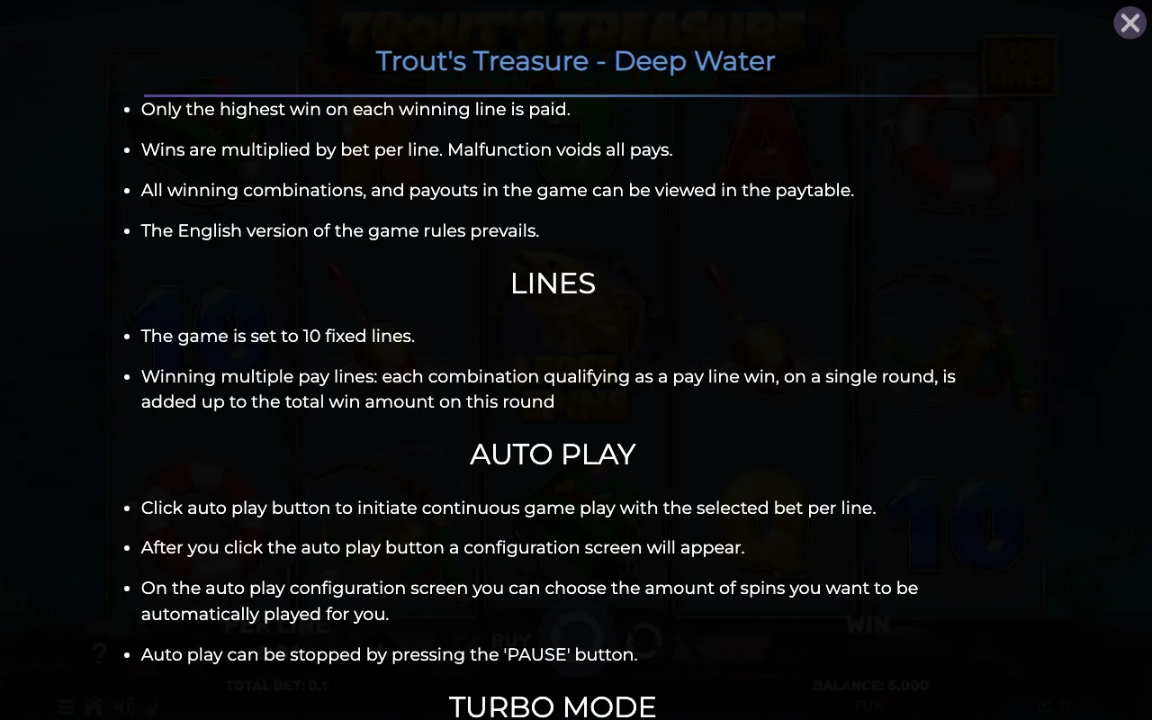 Lines — Trouts Treasure Deep Water