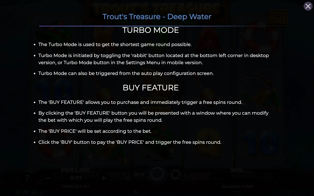 Game rules, page 8 — Trouts Treasure Deep Water