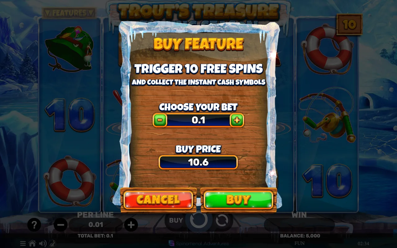 Buying the feature — Trouts Treasure Fishing Season